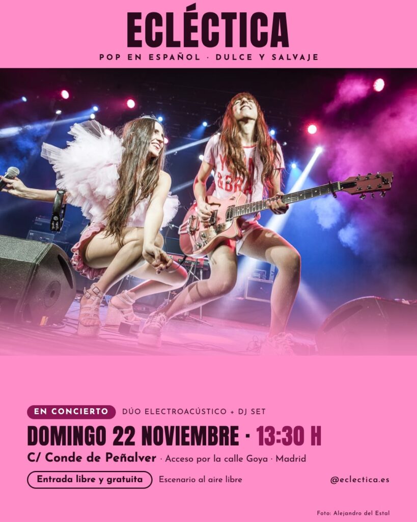 Cartel de Ecléctica en concierto el 22 de noviembre en la calle Conde de Peñalver, Madrid